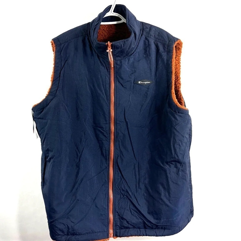 Champion AOP Reversible Deep High Pile Shearling Sherpa Vest Size Medium NWT